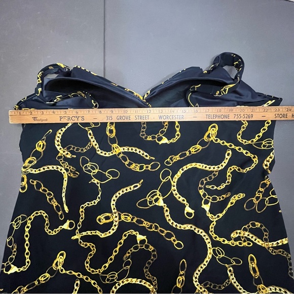 Trimshaper Swimsuit Tankini 26W Black w/ Gold Chains Padded Old Money Mobwife - Picture 6 of 8